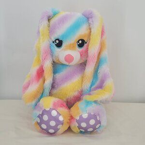 Build-A-Bear Workshop Rainbow Friends Pastel Striped Bunny Plush 16" 2019 EUC